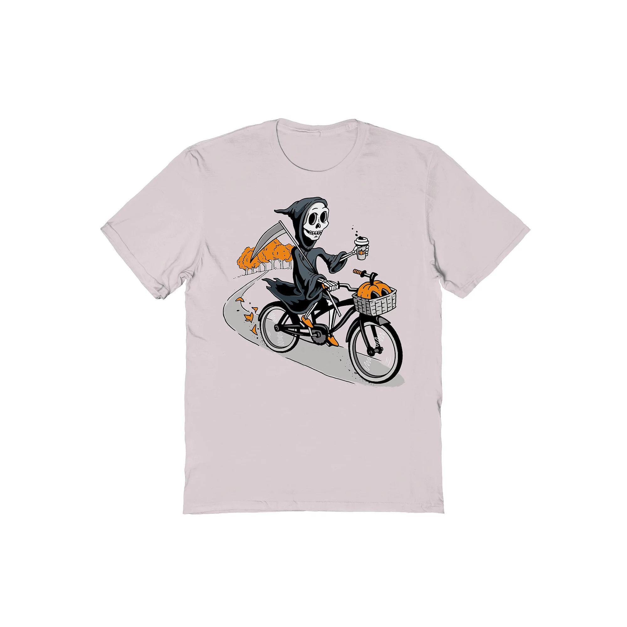 Men's Fall Reaper Halloween Graphic Tee, Size: Small, Ice Gray Product Image