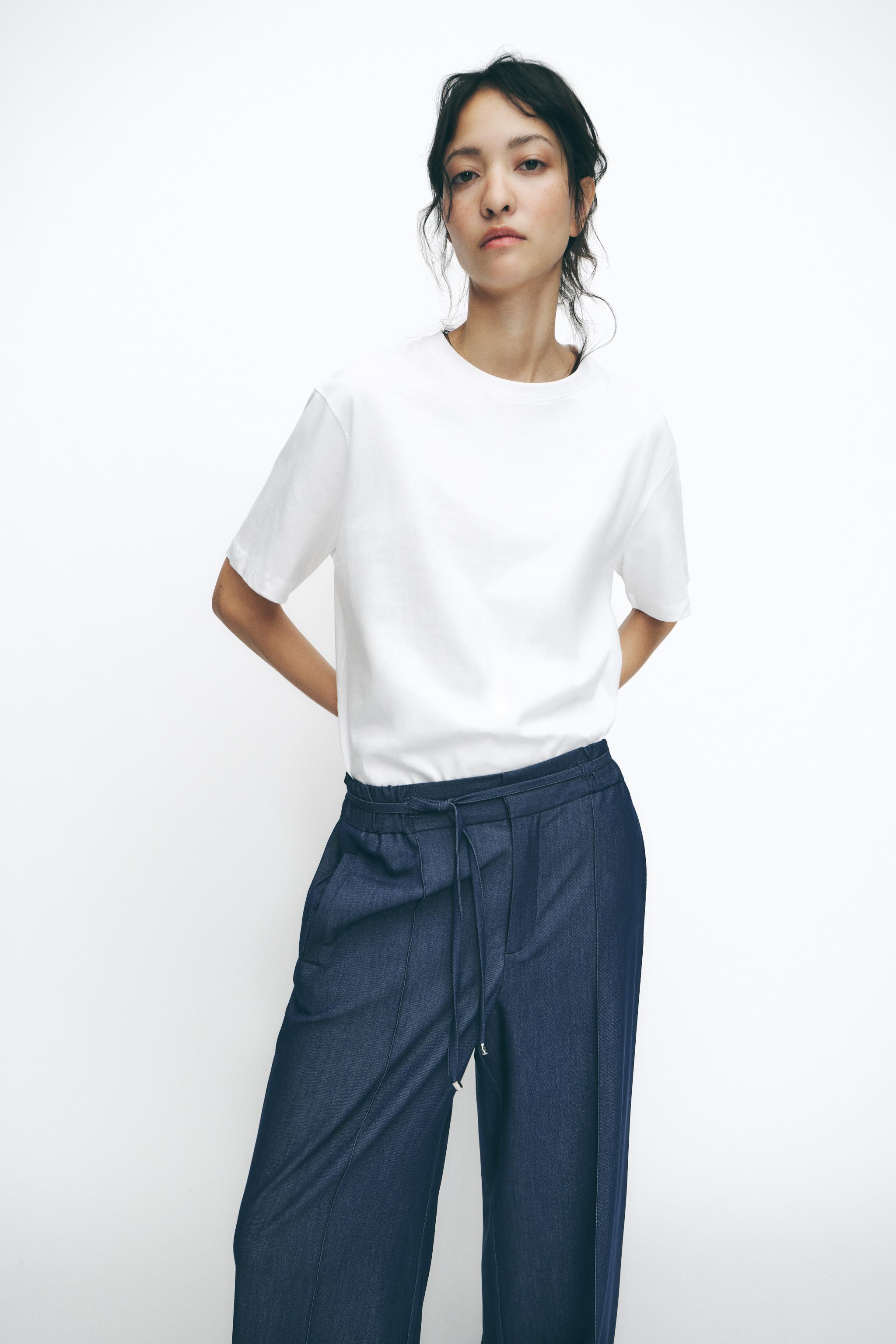 ELASTIC WAIST WIDE LEG PANTS Product Image