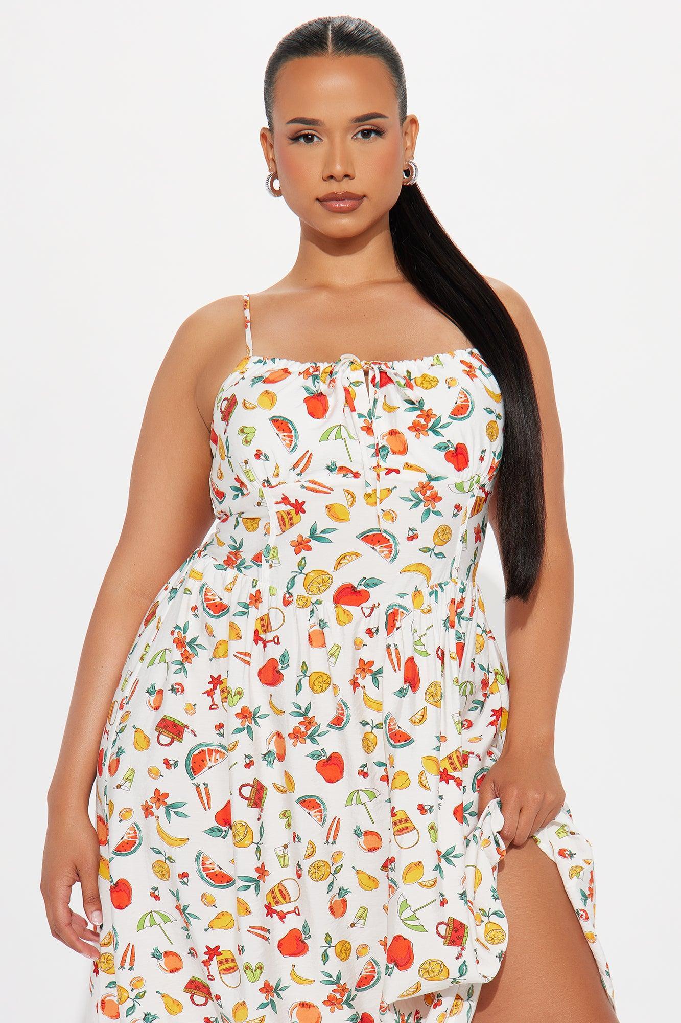 Day At The Beach Corset Midi Dress - Multi Color Product Image