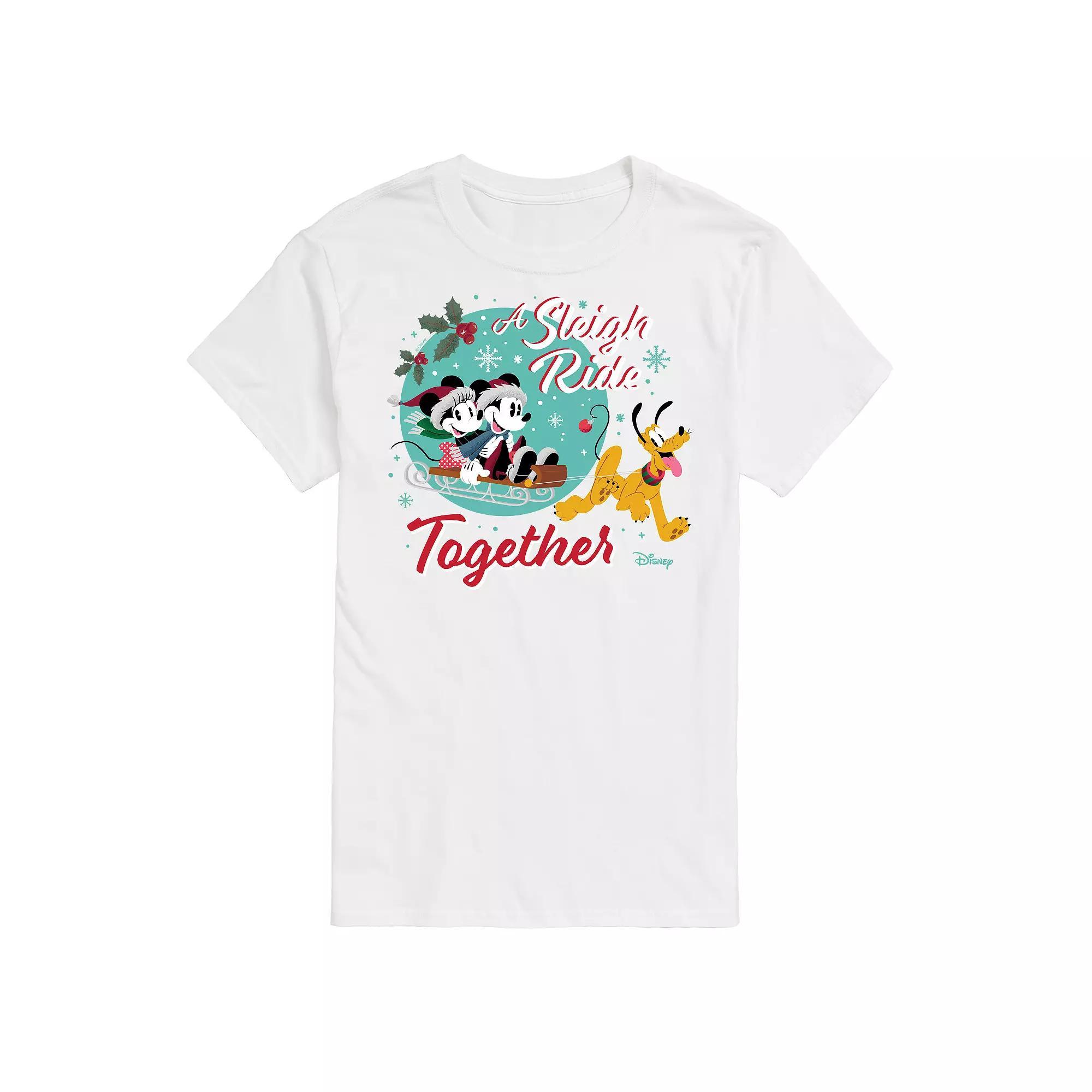 Disney's Mickey Mouse & Friends Men's Sleigh A Ride Together Graphic Tee, Size: Large, White Product Image