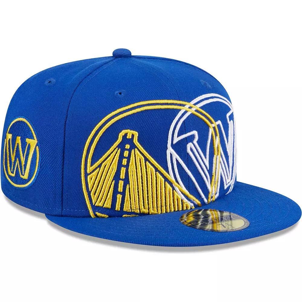 Men's New Era Royal Golden State Warriors Game Day Hollow Logo Mashup 59FIFTY Fitted Hat,  Product Image