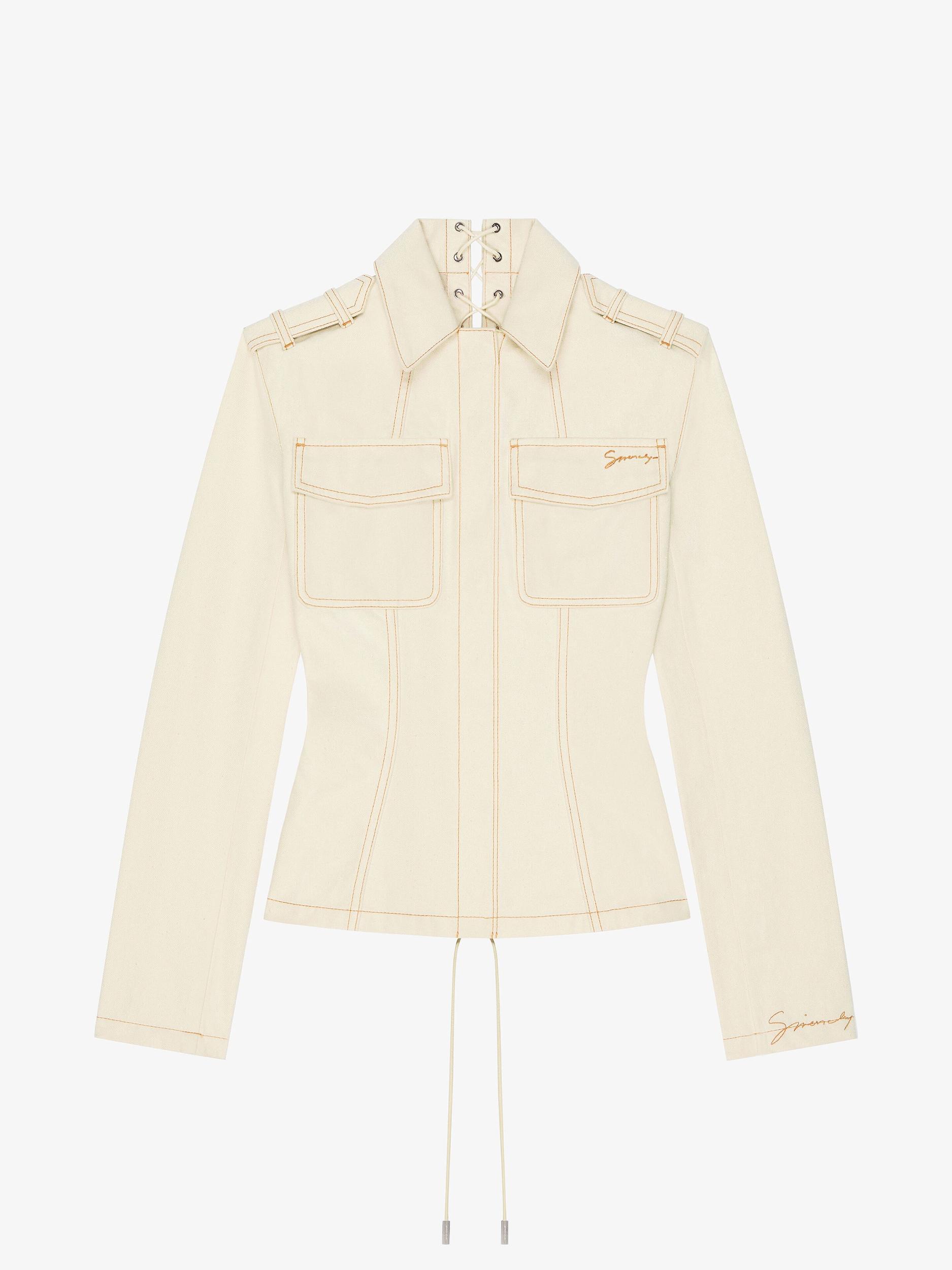 Slim fit jacket in denim with laces Product Image