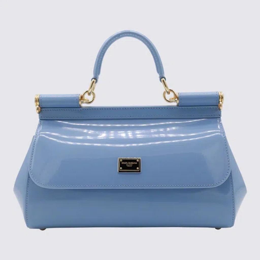 Blue Leather Miss Sicily Top Handle Bag In Carta Da Zucchero Product Image