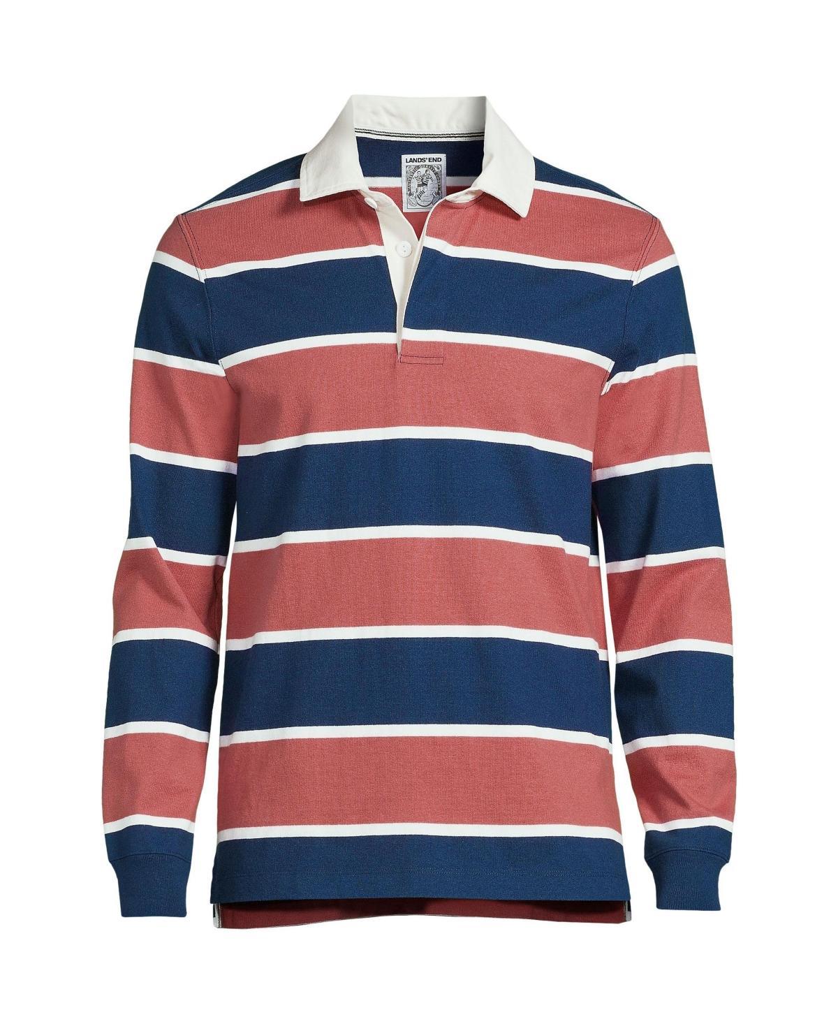 Men's Lands' End Striped Rugby Shirt, Size: Medium, Navy Blue Stripe Product Image