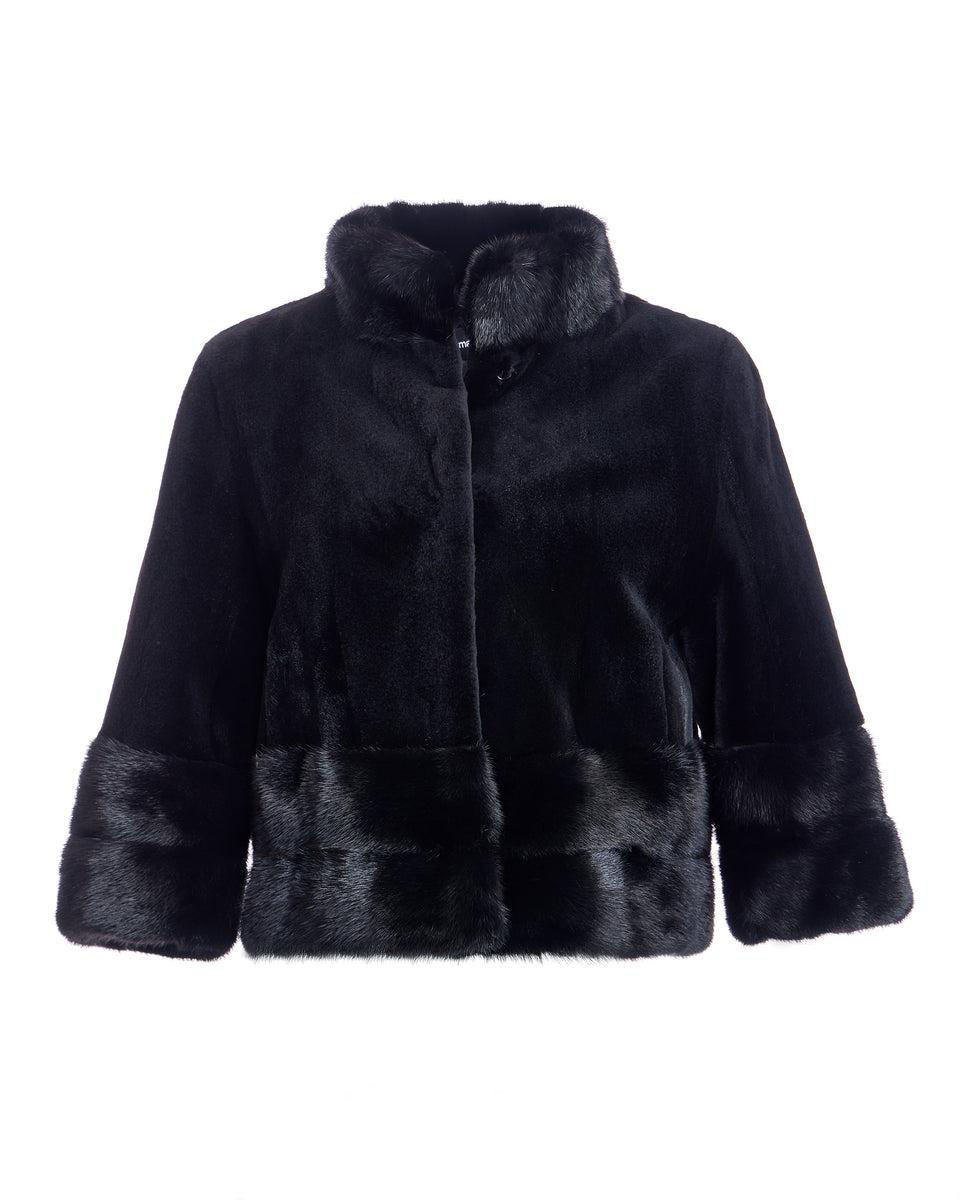 Sheared Mink Bolero With Long Hair trim Product Image