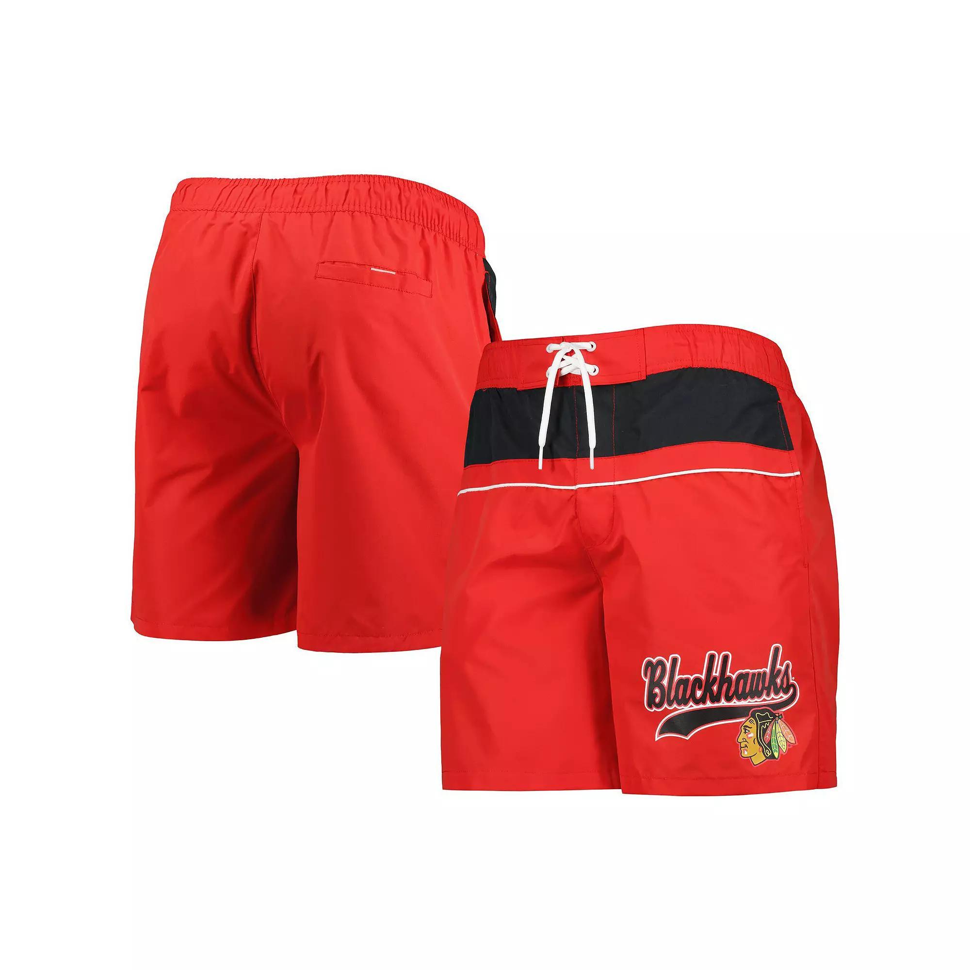 Men's Starter Red Chicago Blackhawks Freestyle Volley Swim Shorts,  Product Image