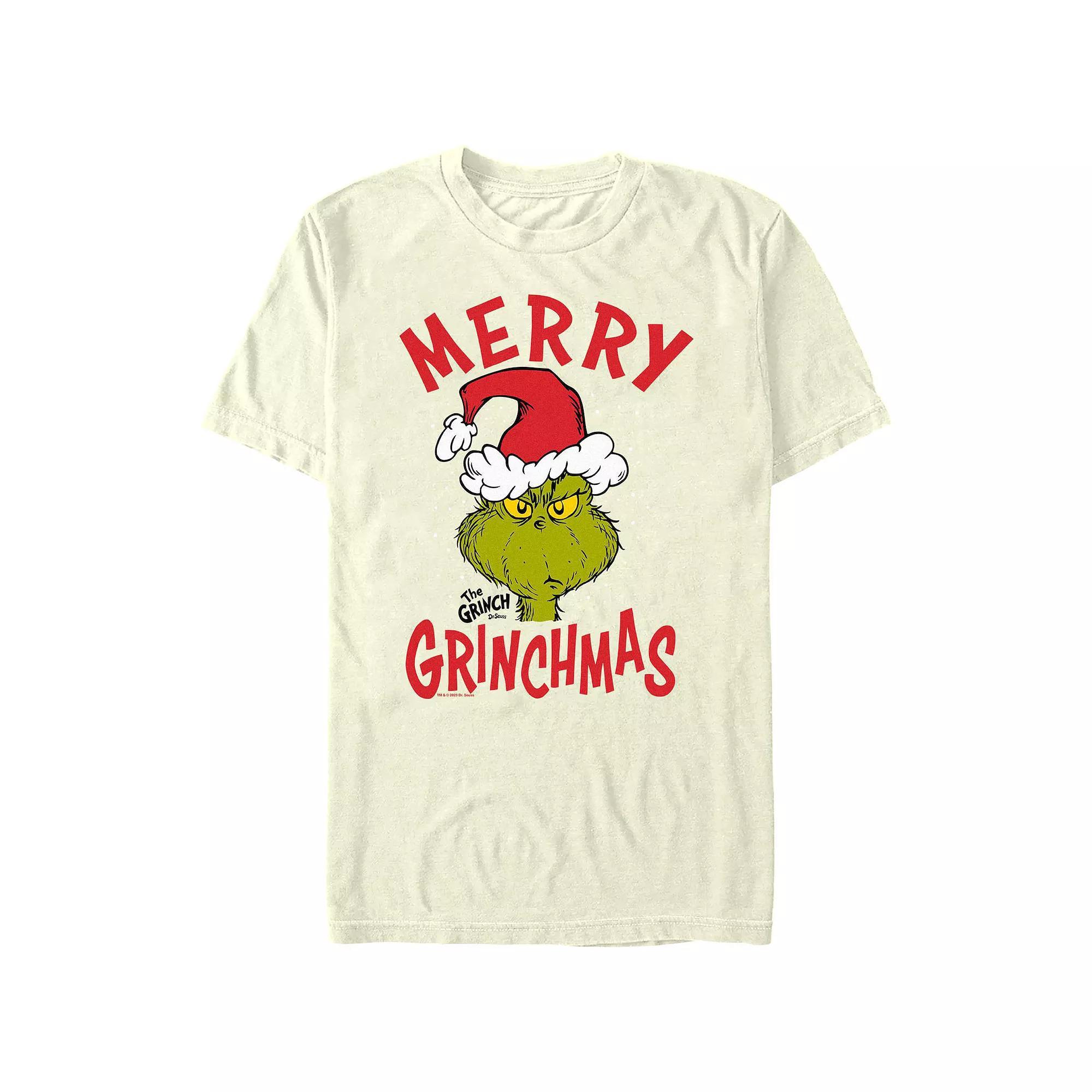 Big & Tall Dr. Seuss The Grinch Merry Christmas Graphic Tee, Men's, Size: Large, Natural Product Image