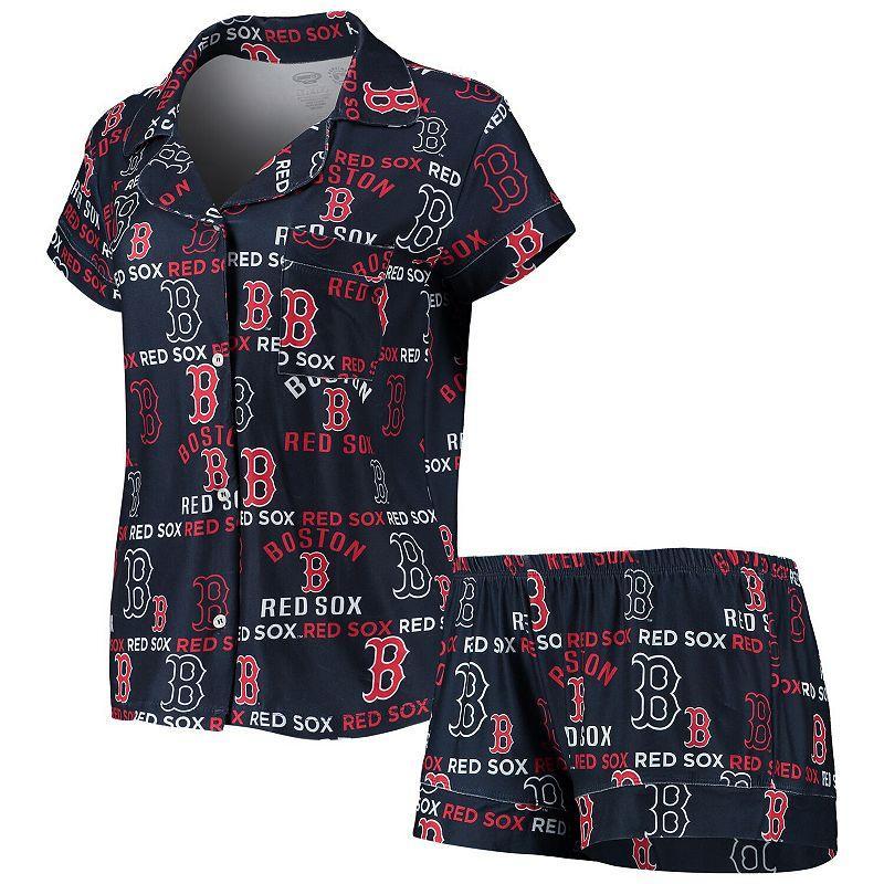 Womens Concepts Sport Boston Red Sox Flagship Allover Print Top & Shorts Sleep Set Blue Product Image