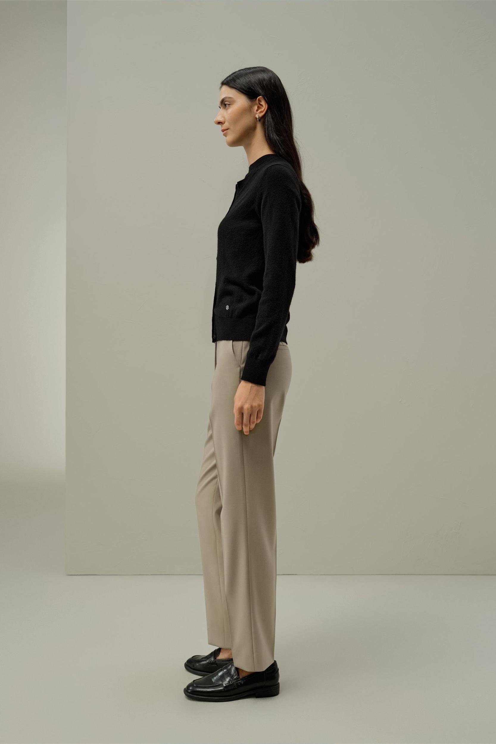 LILYSILK Women's Cashmere Cardigan | Fitted Crew Neck | 100% Cashmere | Soft & Breathable | Medium Gray | M Product Image