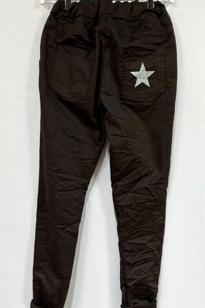 Solid Crinkle Jogger With Star Pocket Product Image
