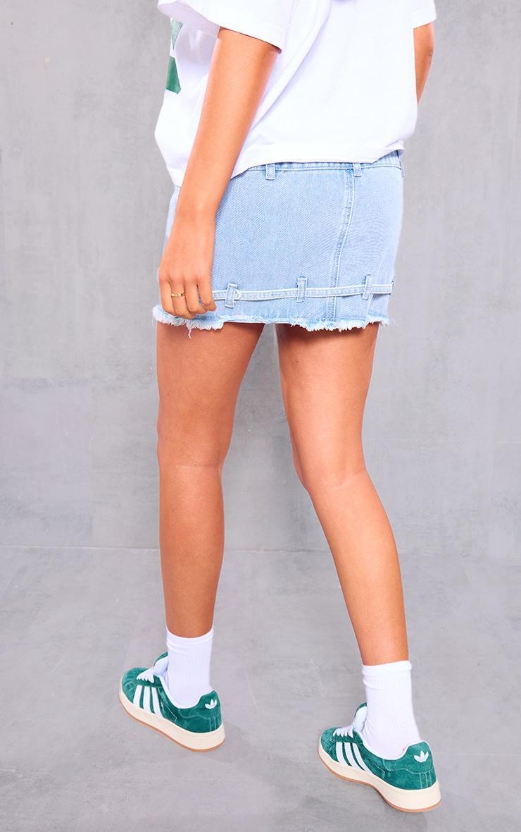 Tall Light Blue Buckle Detail Denim Mini Skirt Product Image