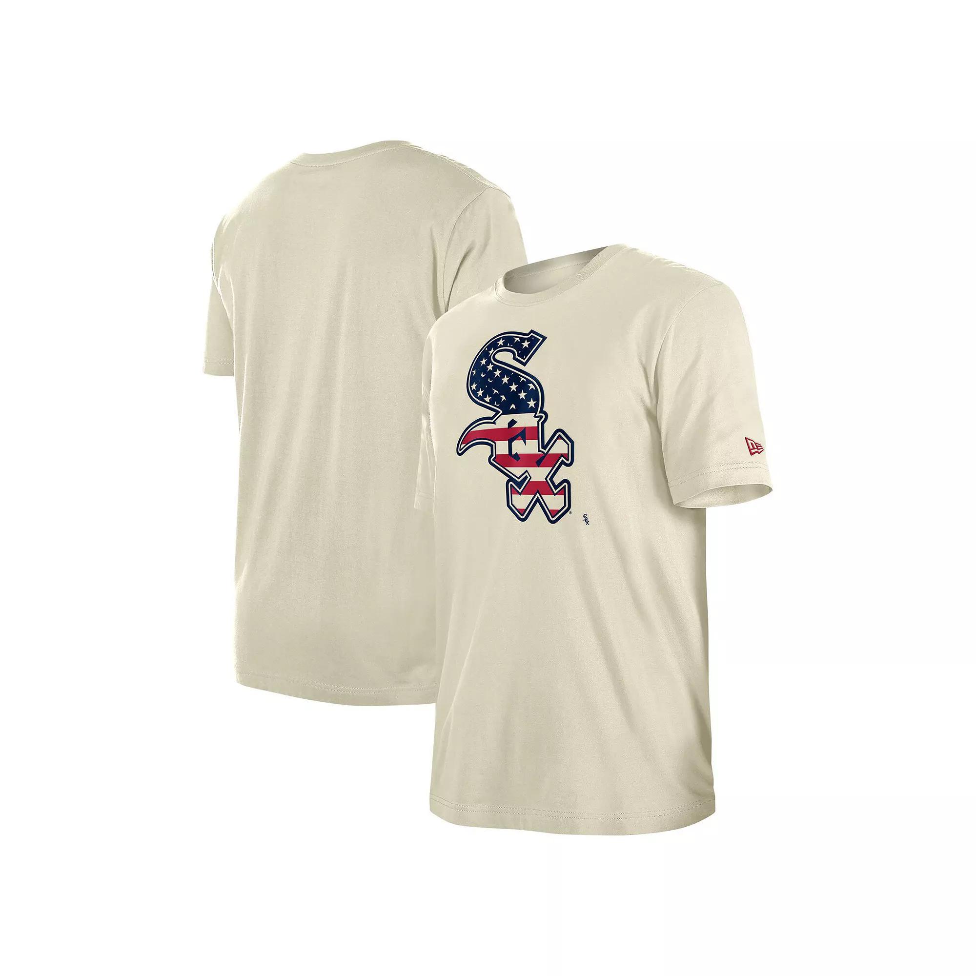 Men's New Era Cream Chicago White Sox Americana Flag Fill T-Shirt,  Product Image