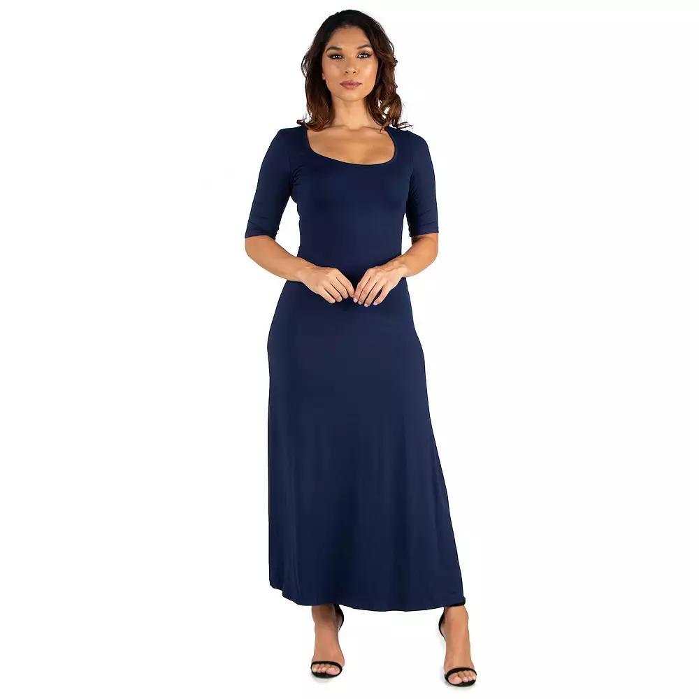 Women's 24seven Comfort Apparel Scoopneck Maxi Dress,  Product Image
