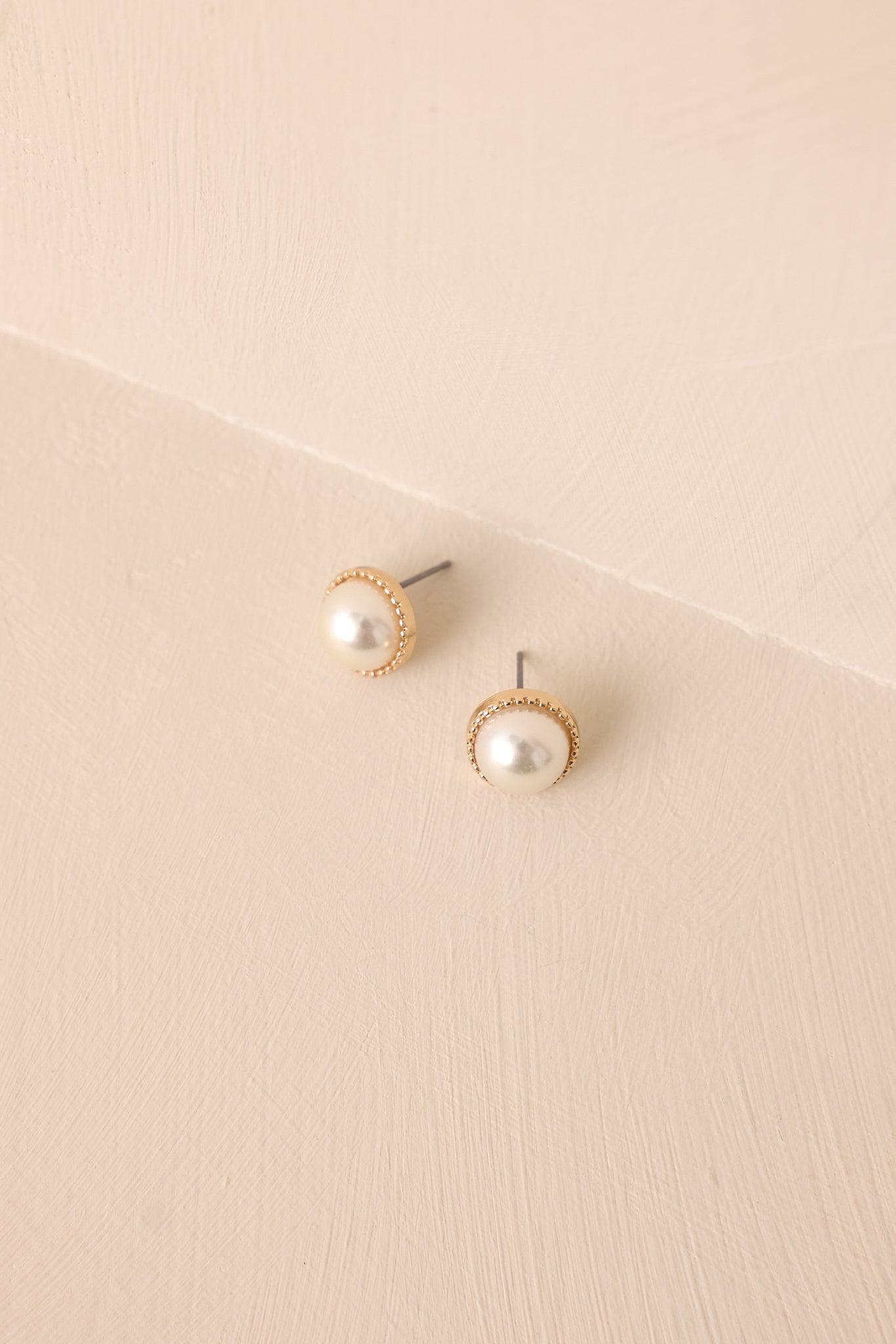 Shine With Me Gold & Ivory Pearl Stud Earrings Product Image