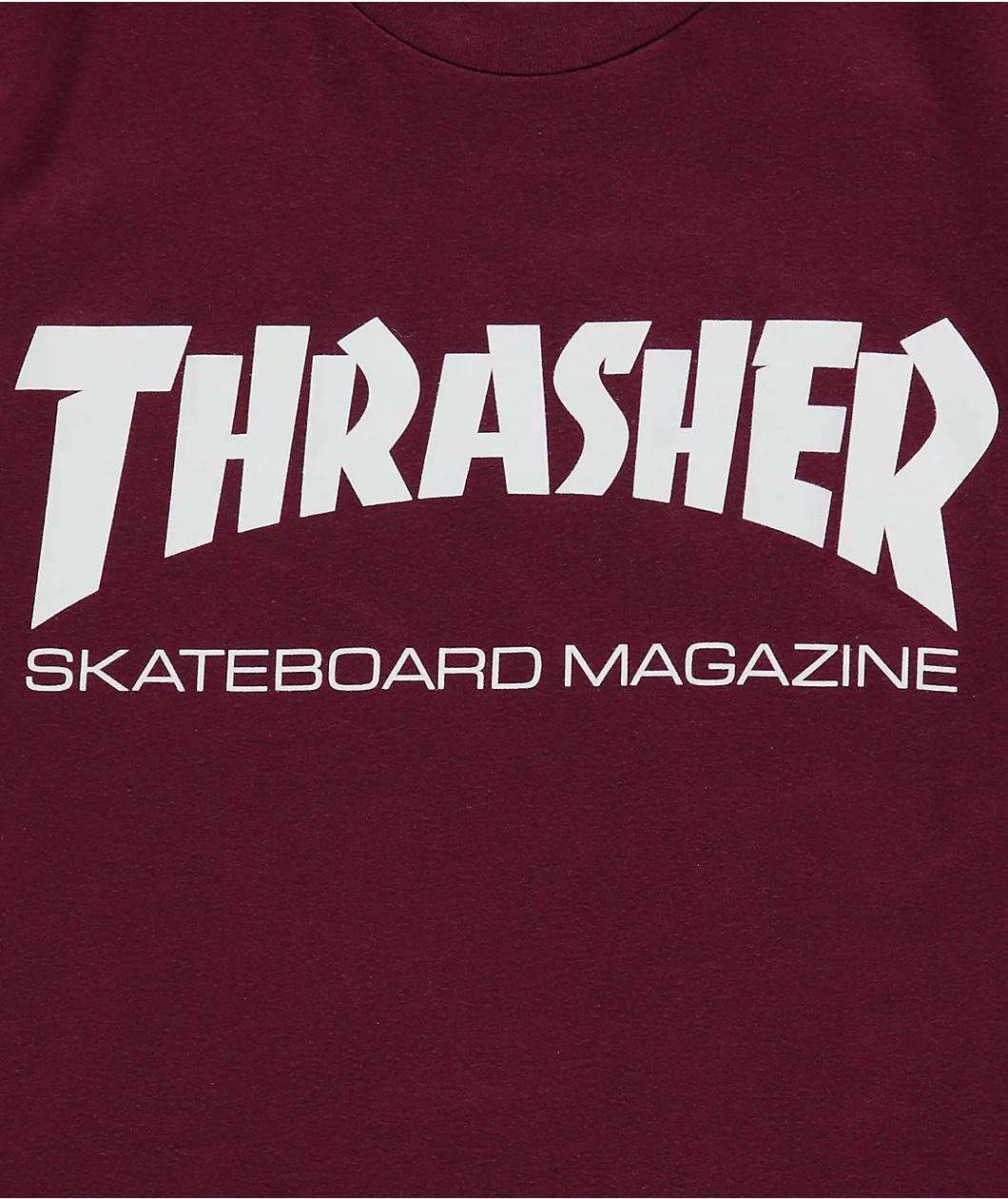 Thrasher Skate Mag Burgundy Boyfriend Fit T-Shirt Product Image