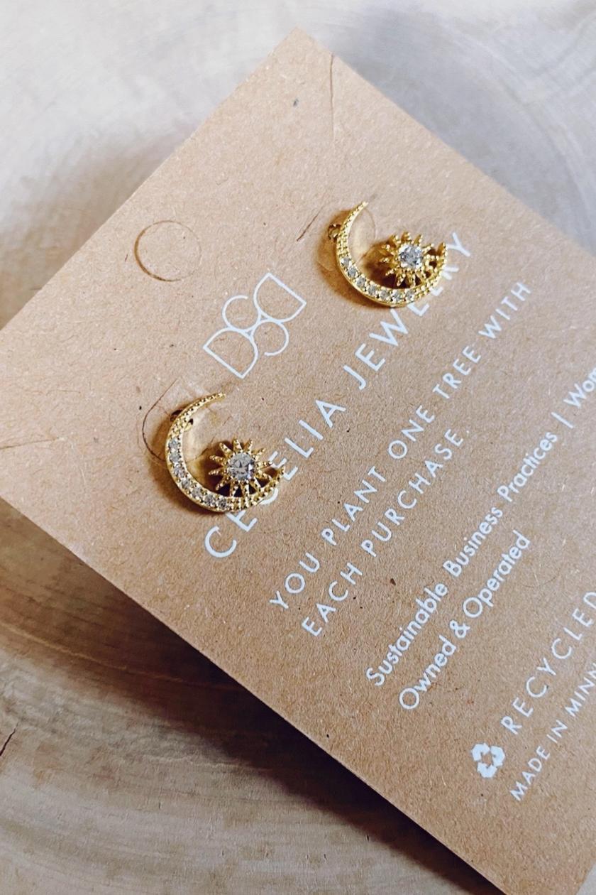 Gatsby Cz Gold Plated Stud Earring Product Image