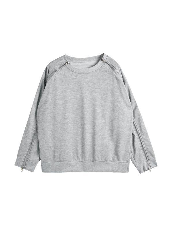 Men's Solid Color Double Zipper Sweatshirt Product Image