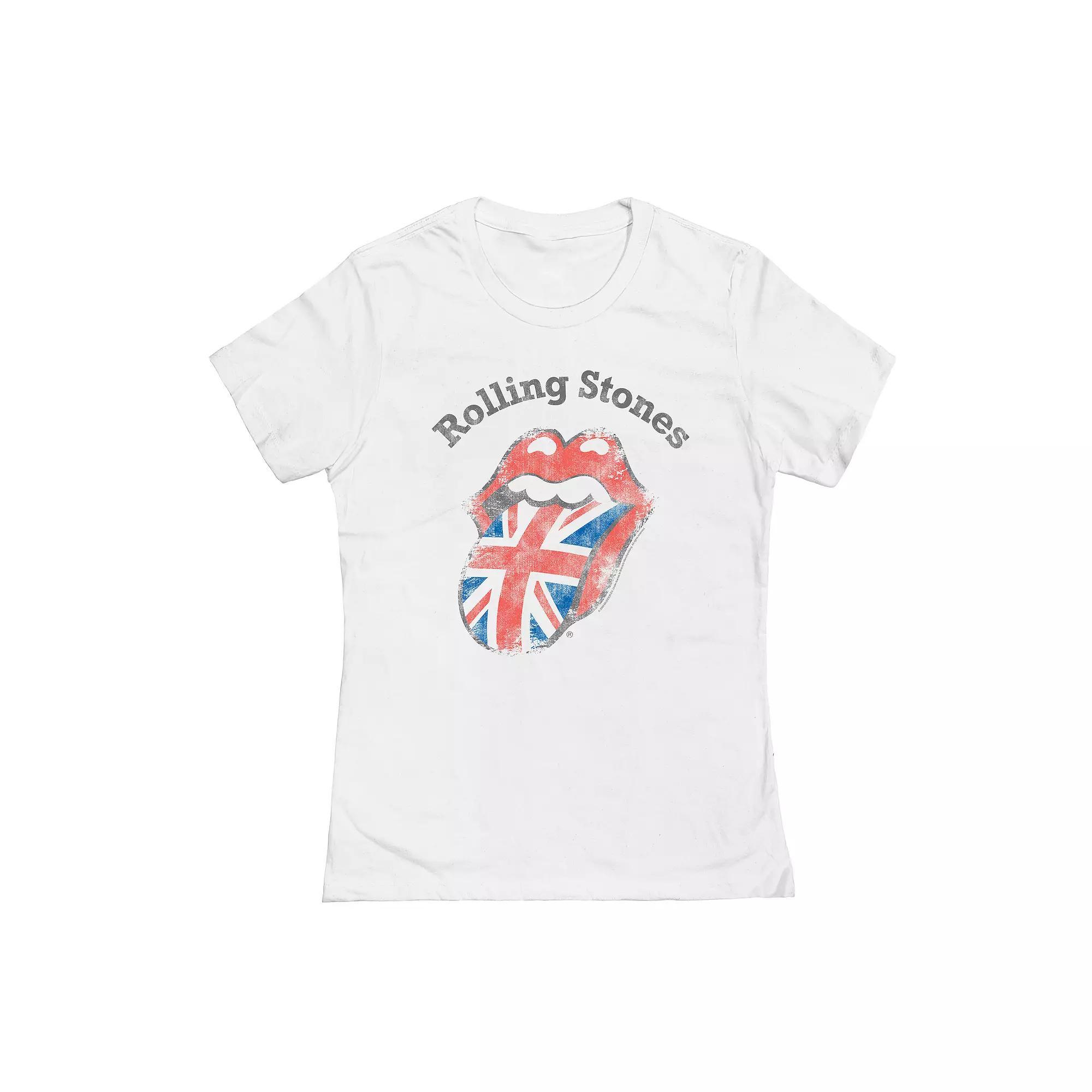 Juniors' Rolling Stones Distress Flag Graphic Tee, Girl's,  Product Image