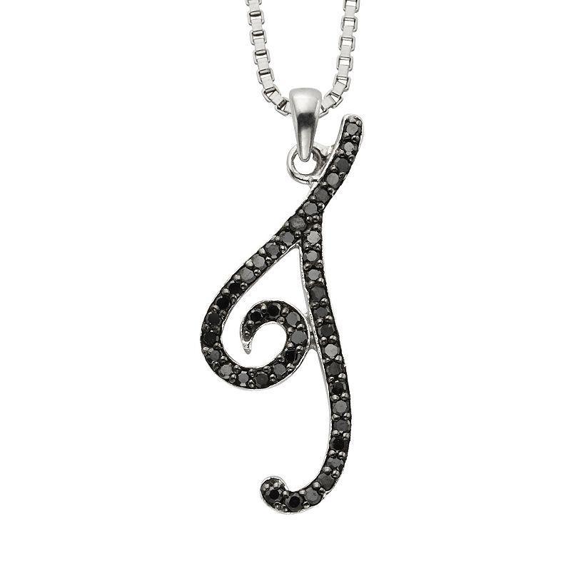 Jewelexcess Sterling Silver 1/4-ct. T.W. Black Diamond Initial Pendant, Womens Product Image