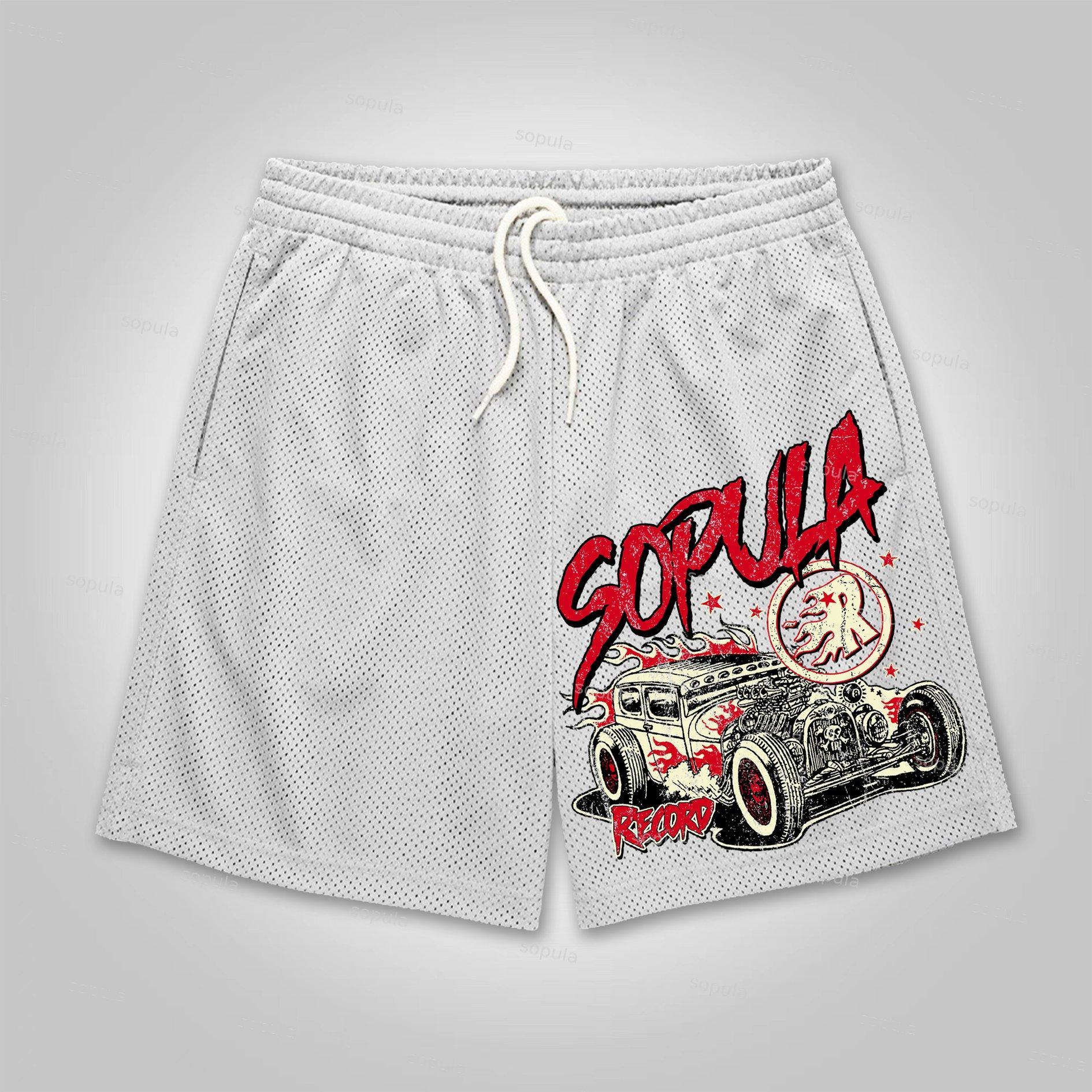 Sopula Hell's Car Graphic Mesh Shorts Product Image
