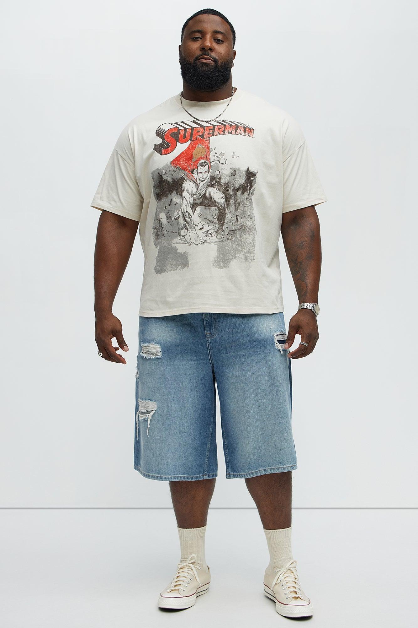 Superman Super Strength Oversized Short Sleeve Tee - White Product Image