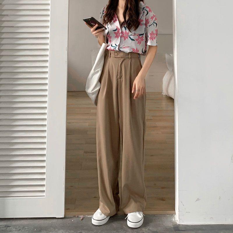 High-Waist Wide-Leg Dress Pants Product Image