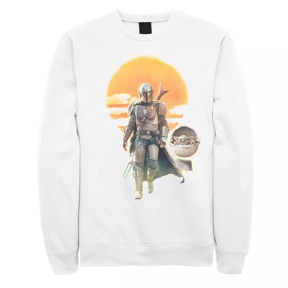 Men's Star Wars The Mandalorian The Child Aka Baby Yoda Sunset Walk Portrait Sweatshirt,  Product Image