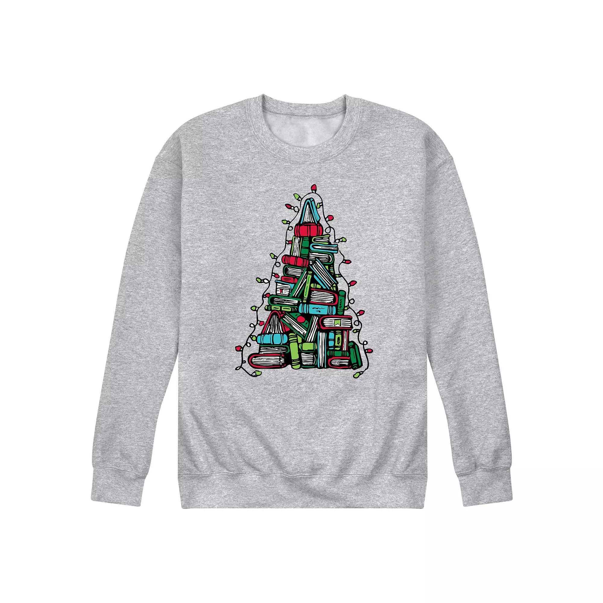 Men's Book Christmas Tree Fleece Sweatshirt,  Product Image