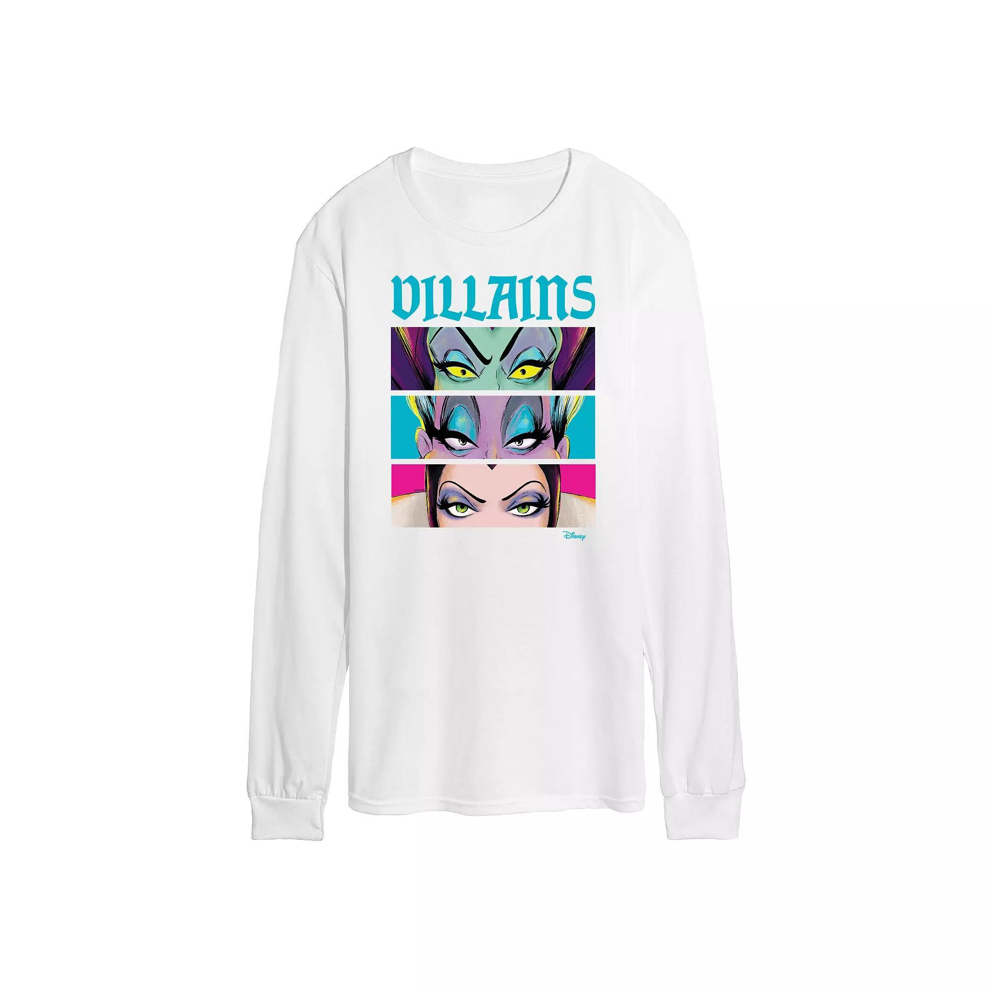Disney Villains Men's Stacked Long Sleeve Graphic Tee,  Product Image