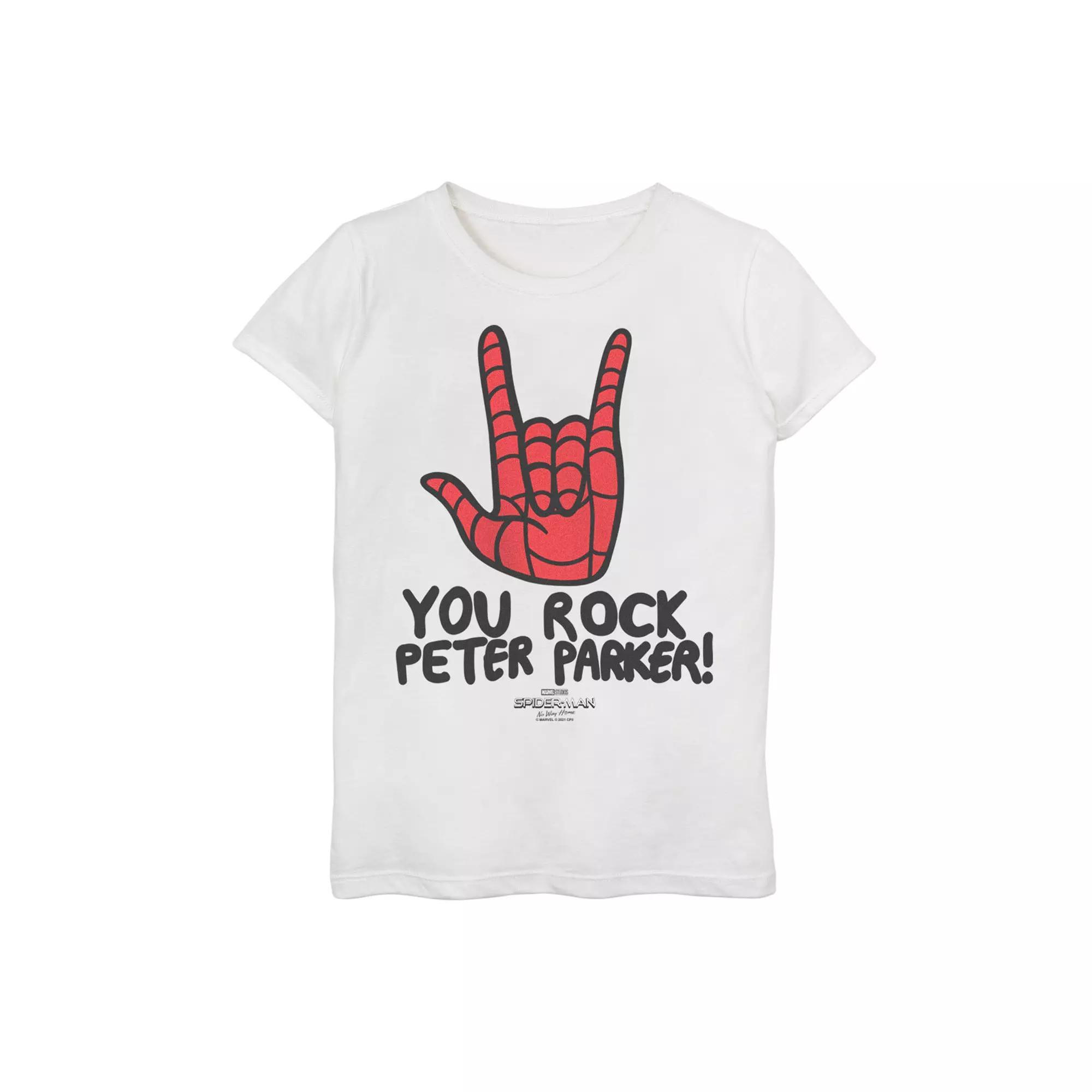 Girls 7-16 Marvel Spider-Man No Way Home Spider-Man Rocker Graphic Tee, Girl's, Size: XL, White Product Image