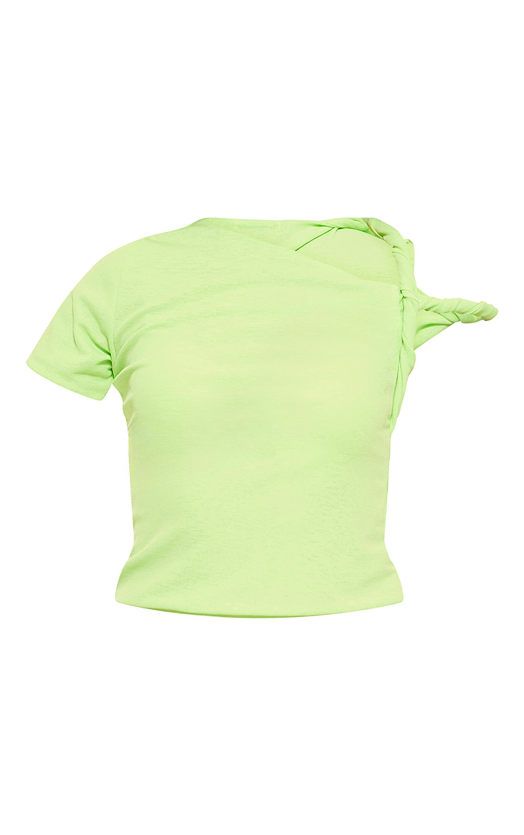  Lime Onion Skin Twist Shoulder Top Product Image