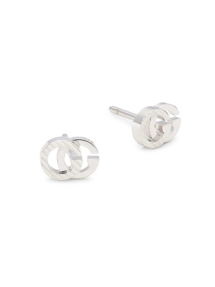 Womens GG Running 18K White Gold Stud Earrings Product Image