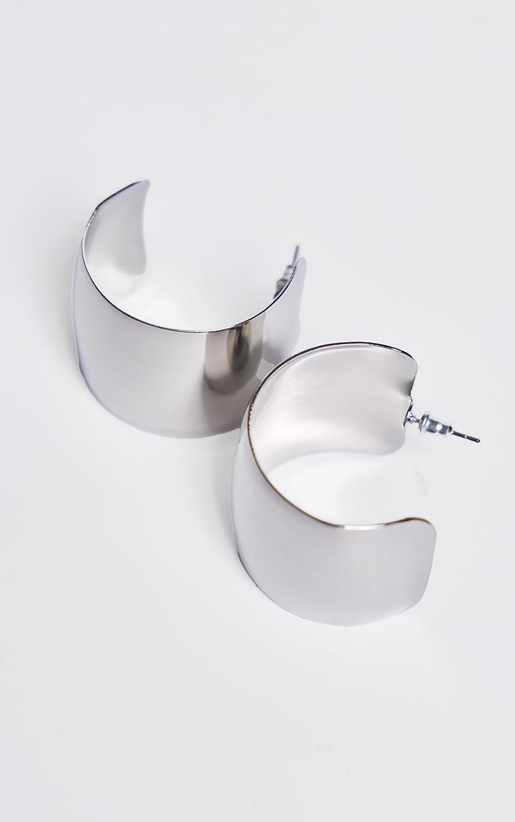 Silver Chunky Abstract Curve Hoop Earrings Product Image