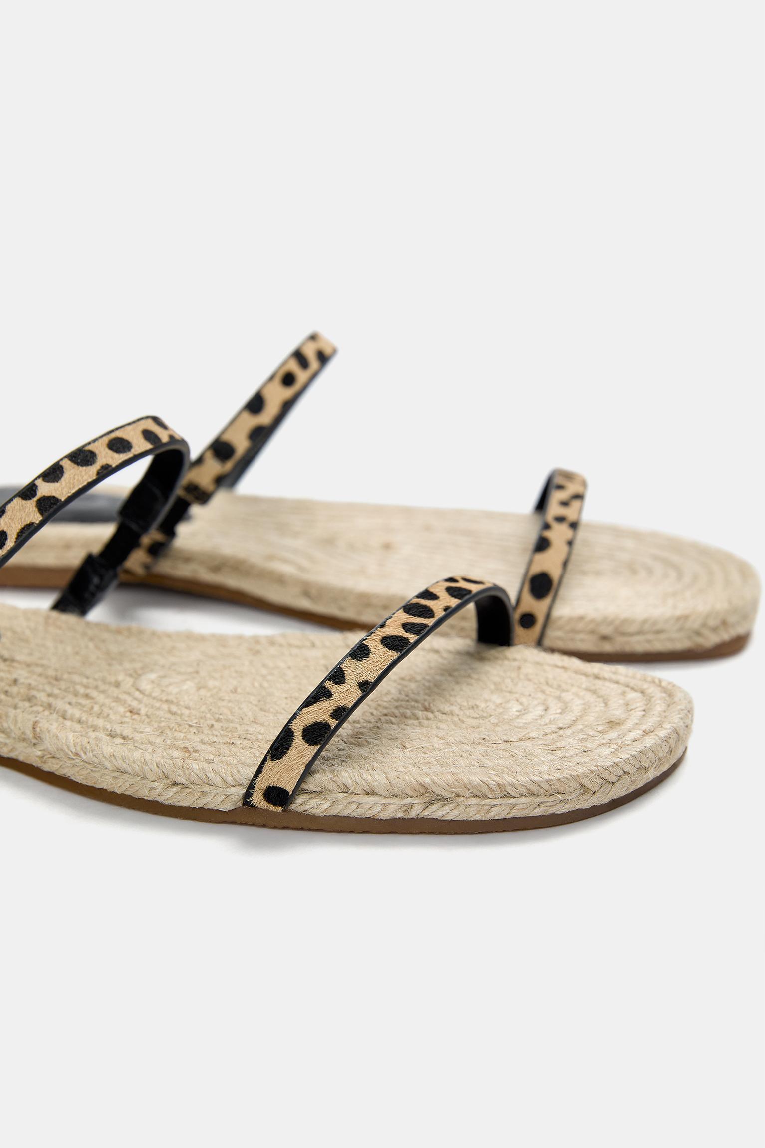 Leather and jute leopard print sandals Product Image
