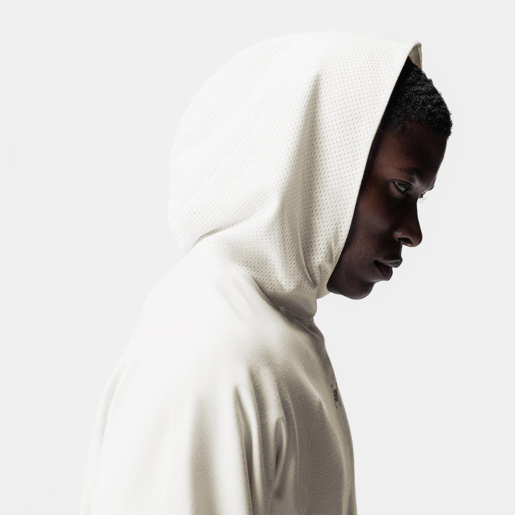 0958. Micro-Terry Raw Hem Hoodie - Cream Product Image