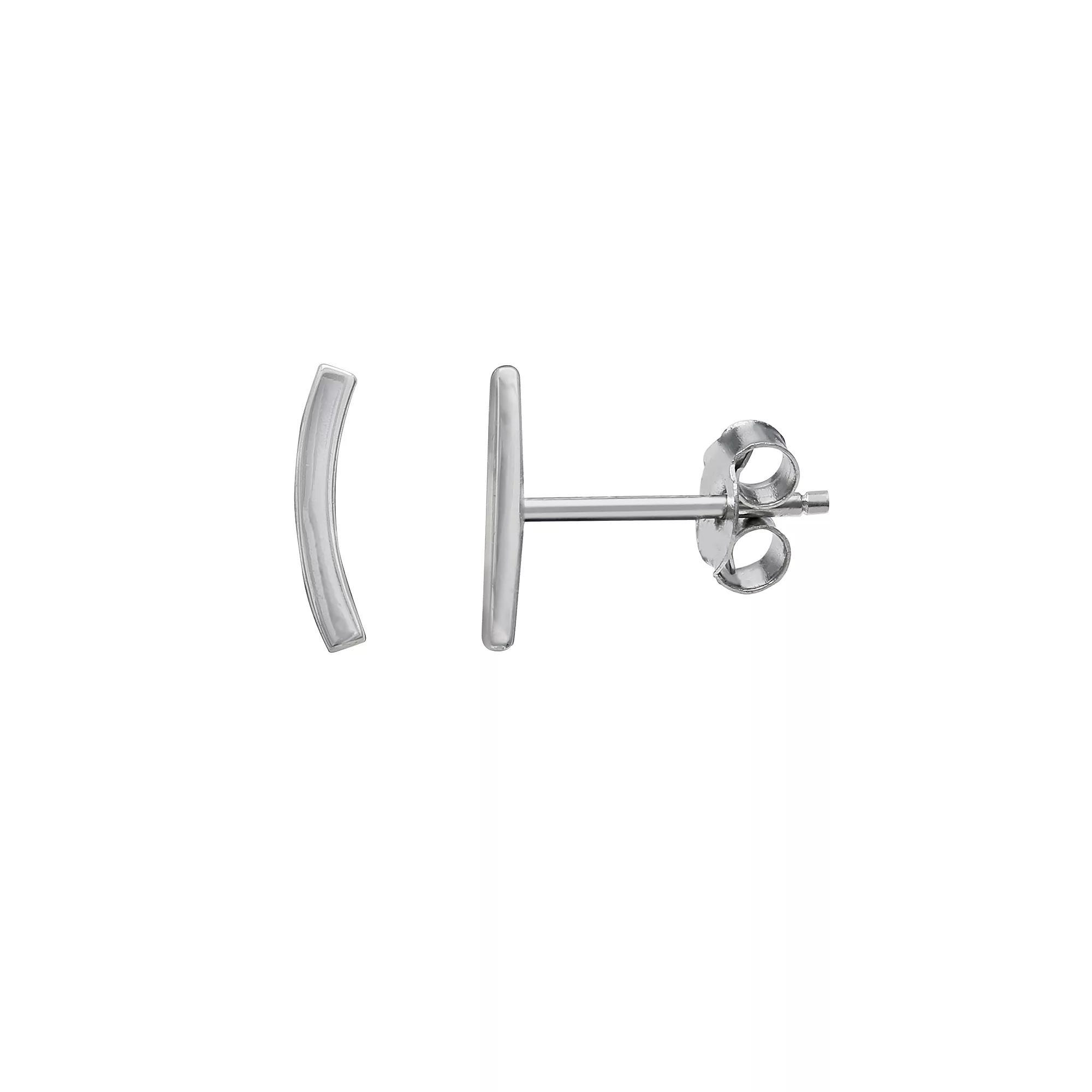 PRIMROSE Sterling Silver Polished Curved Bar Stud Earrings, Women's, Silver Tone Product Image