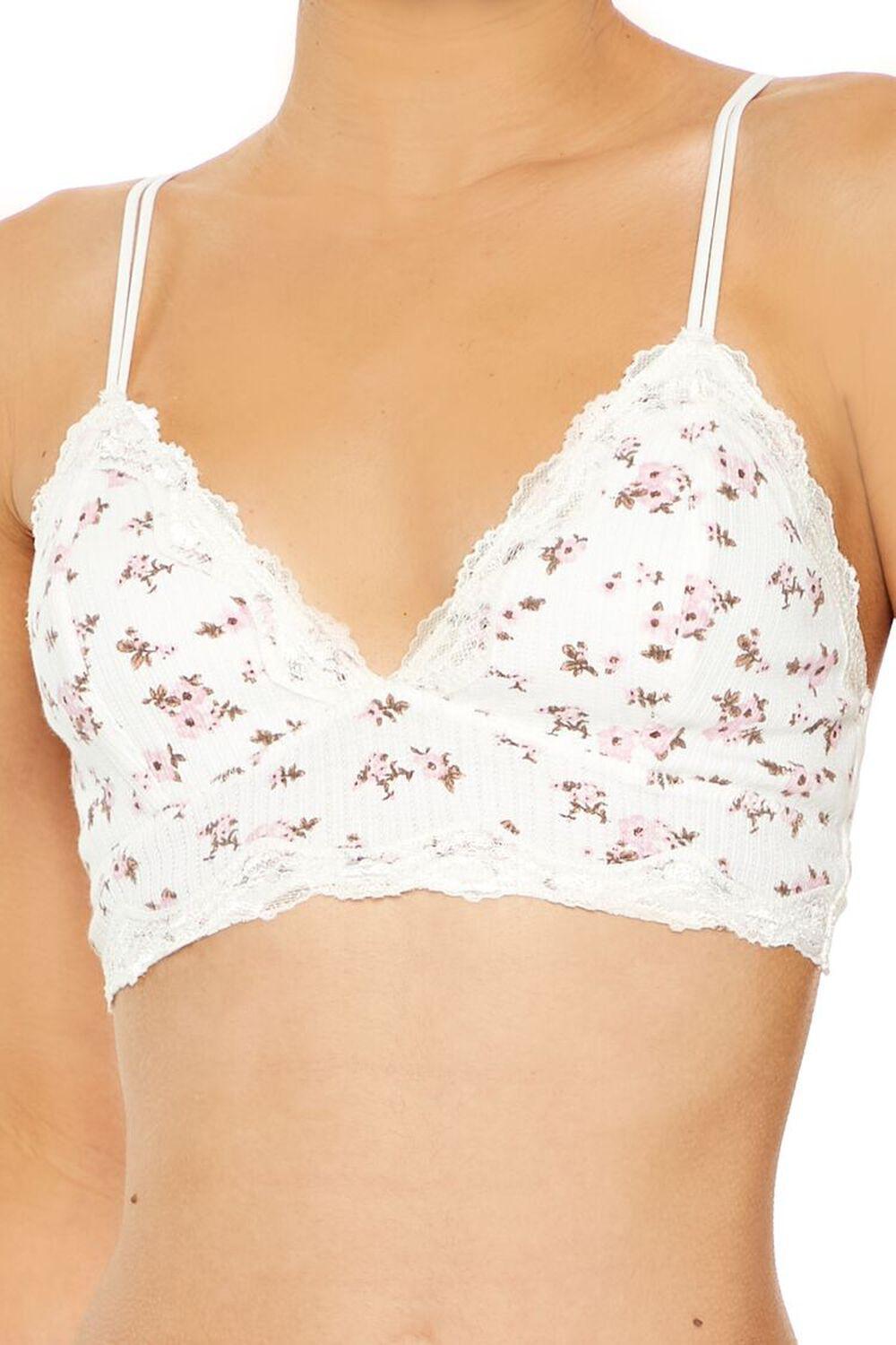 Lace-Trim Floral Longline Bralette | Forever 21 Product Image