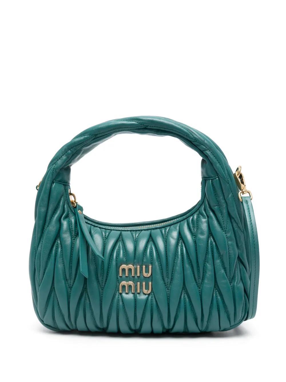 MIU MIU Wander Matelassé Shoulder Bag In Grün Product Image