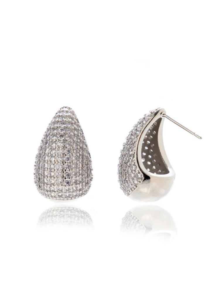 Pave Gia Earrings - Silver Product Image