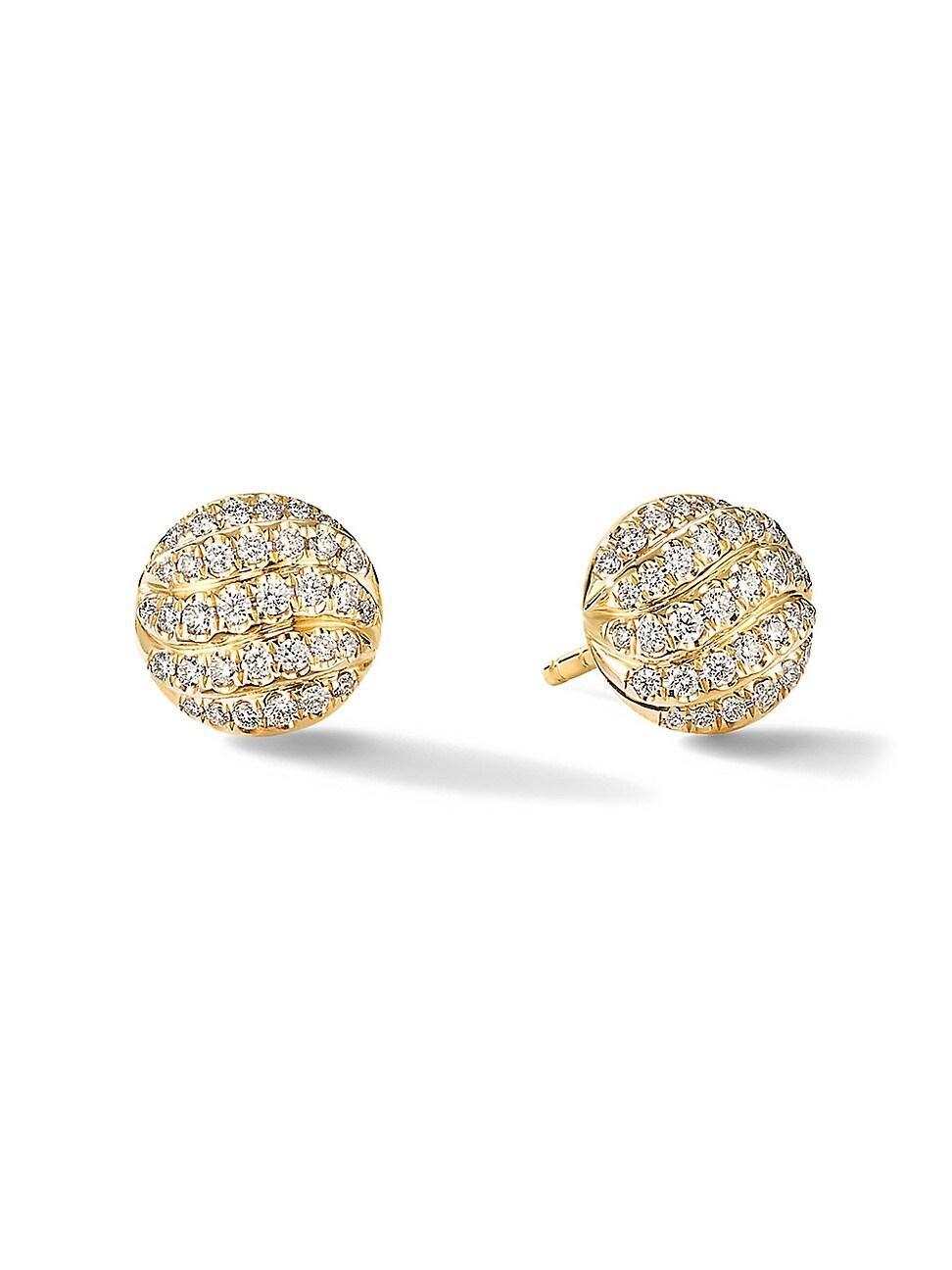 Womens Mini Cable Stud Earrings In 18K Yellow Gold With Diamonds Product Image