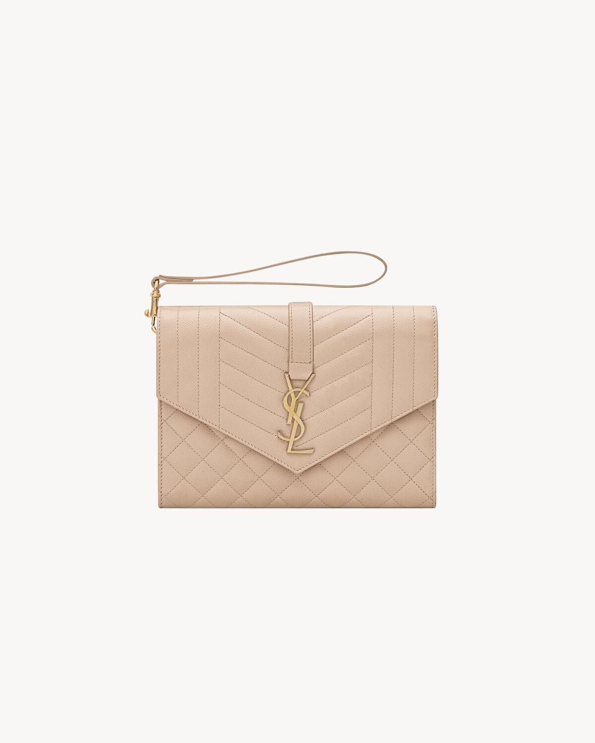 ENVELOPE FLAP pouch in MIX MATELASSÉ GRAIN DE POUDRE LEATHER | Saint Laurent | YSL.com Product Image