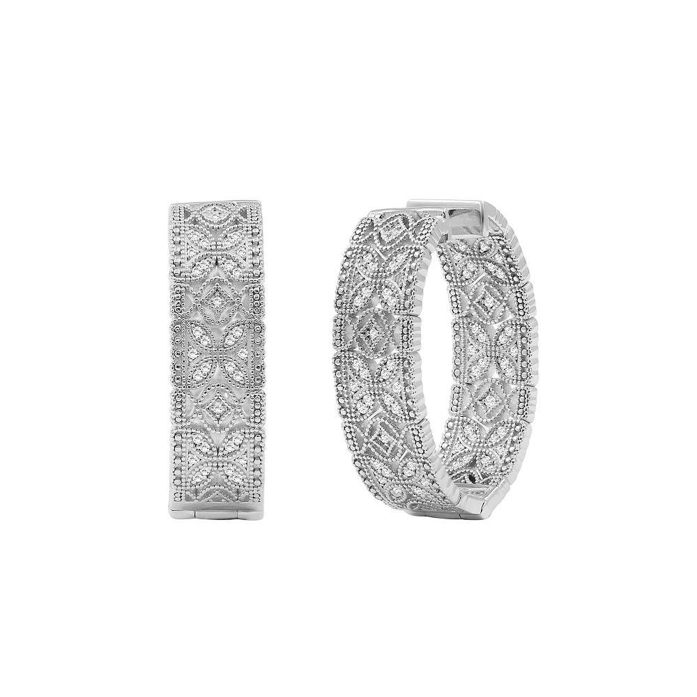 Jewelexcess Sterling Silver 1/2 Carat T.W. Diamond Filigree Flower Earrings, Women's Product Image