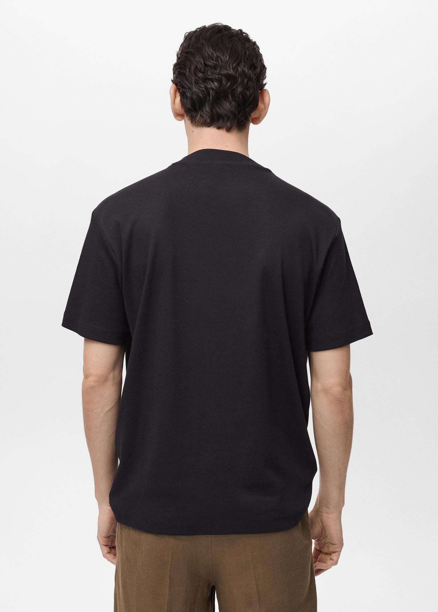 Ribbed cotton t-shirt regular fit - Men | MANGO USA Product Image