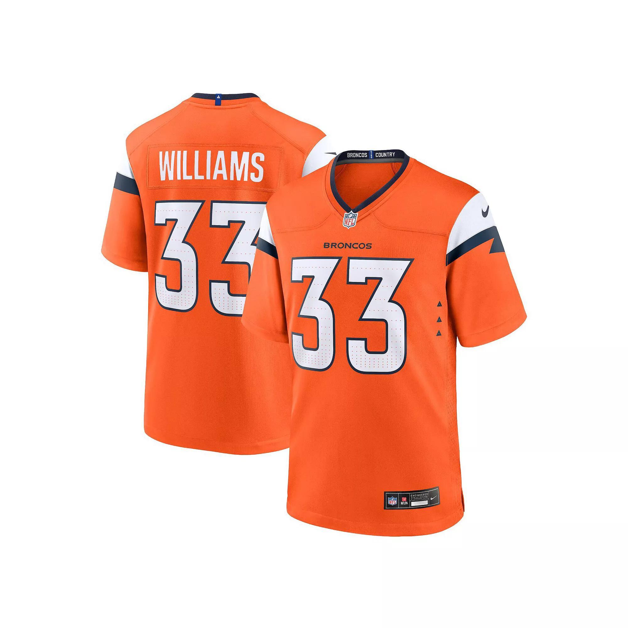 Men's Nike Javonte Williams Orange Denver Broncos Mile High Collection Game Jersey, Size: Small Product Image