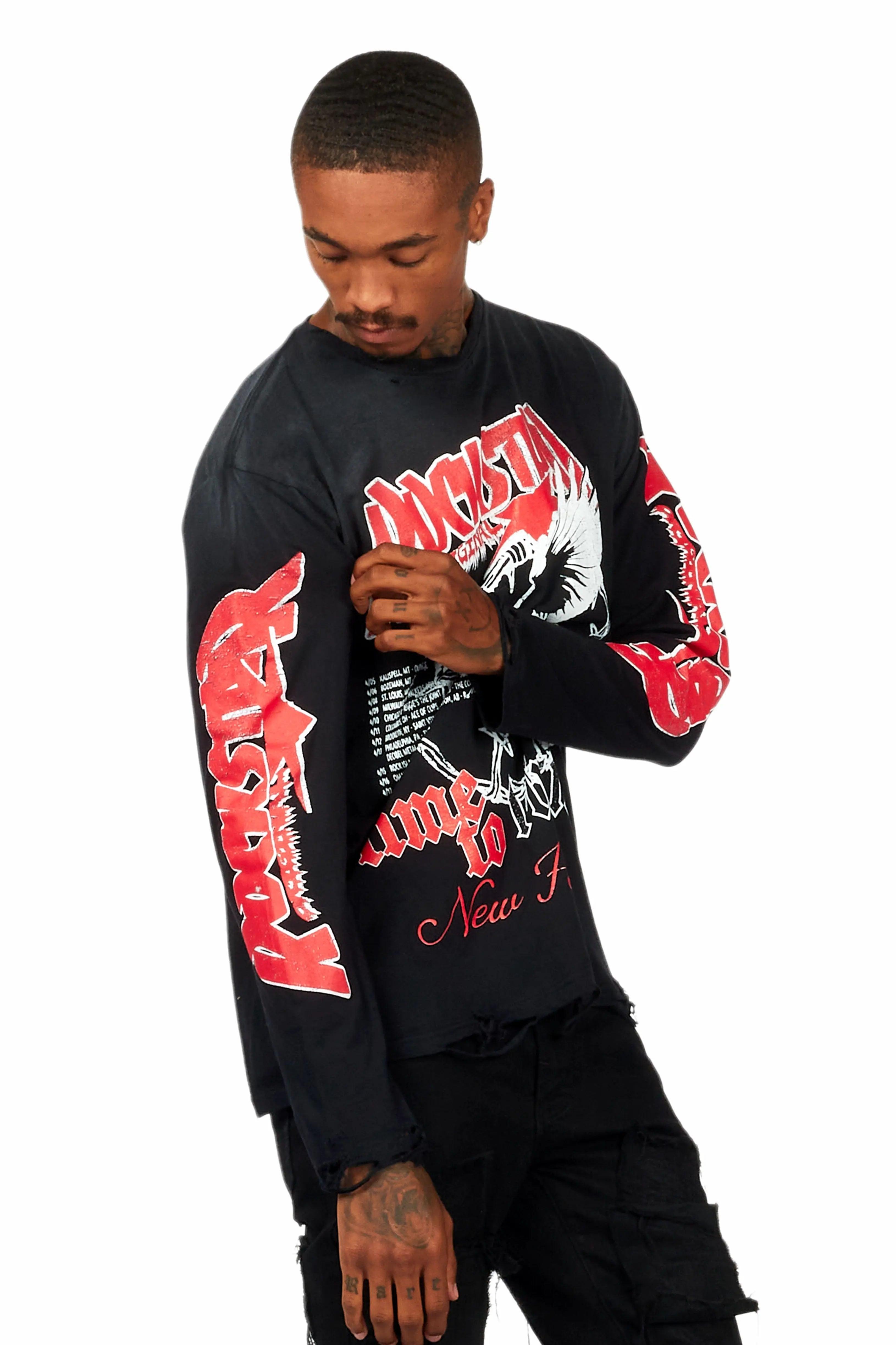 Burial Black Long Sleeve Graphic T-Shirt Male Product Image