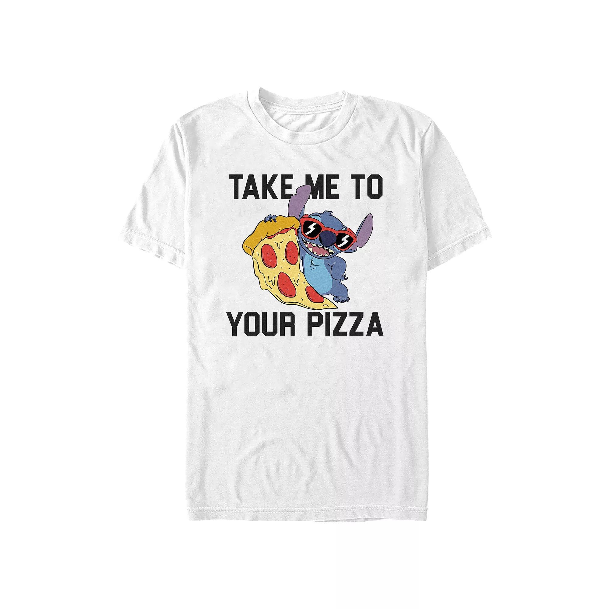 Disney's Lilo & Stitch Take Me To Your Pizza Men's Graphic Tee, Size: Medium, White Product Image