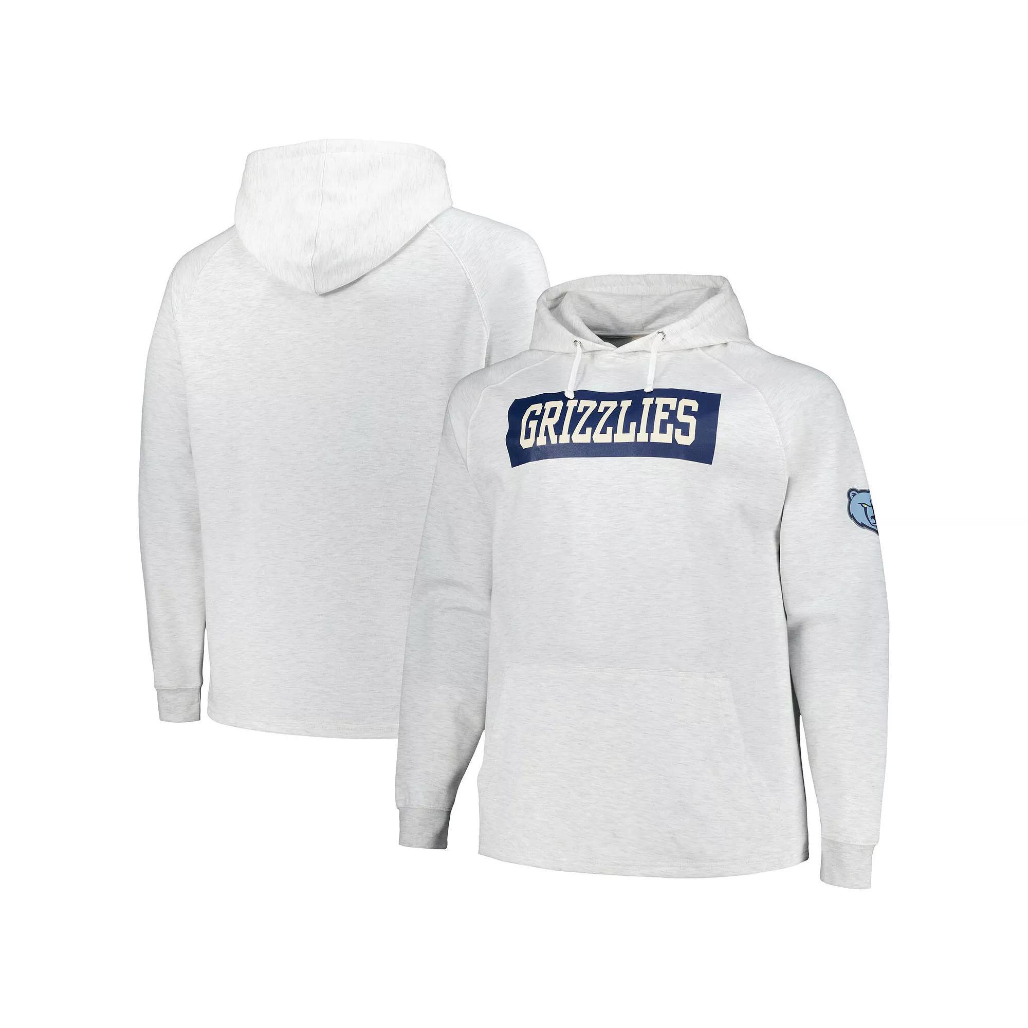 Men's Fanatics Ash Memphis Grizzlies Big & Tall Raglan Tri-Blend Pullover Hoodie,  Product Image