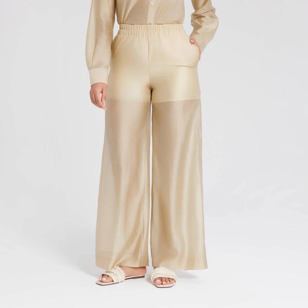 Women's Mid-Rise Wide Leg Pull-On Pants - A New Day™ Product Image