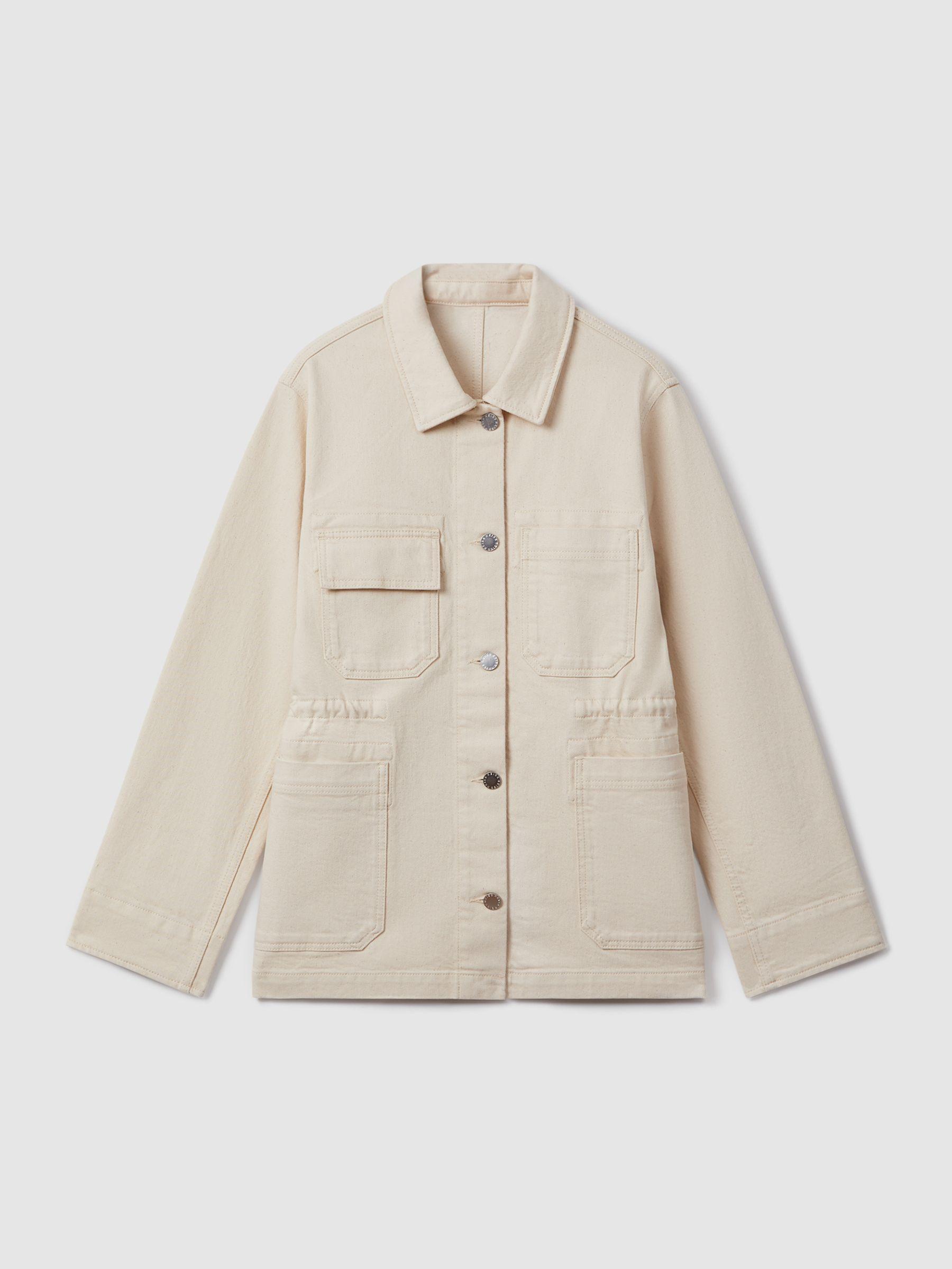 Denim Overshirt in Cream Product Image