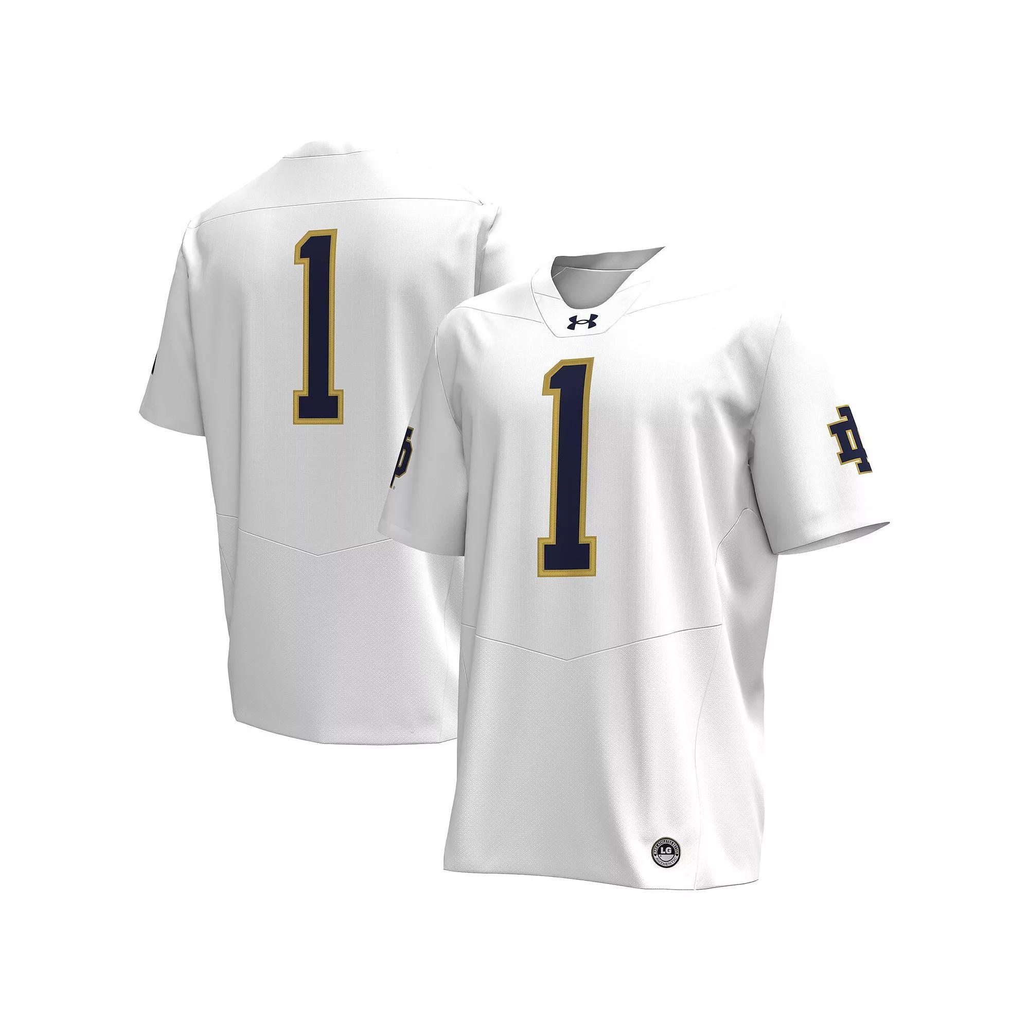 Men's Under Armour #1 White Notre Dame Fighting Irish Premier Football Jersey, Size: Small Product Image